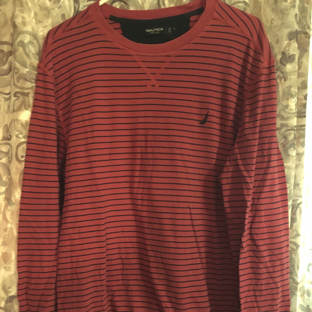 Nautica Coral Striped Long Sleeve Shirt